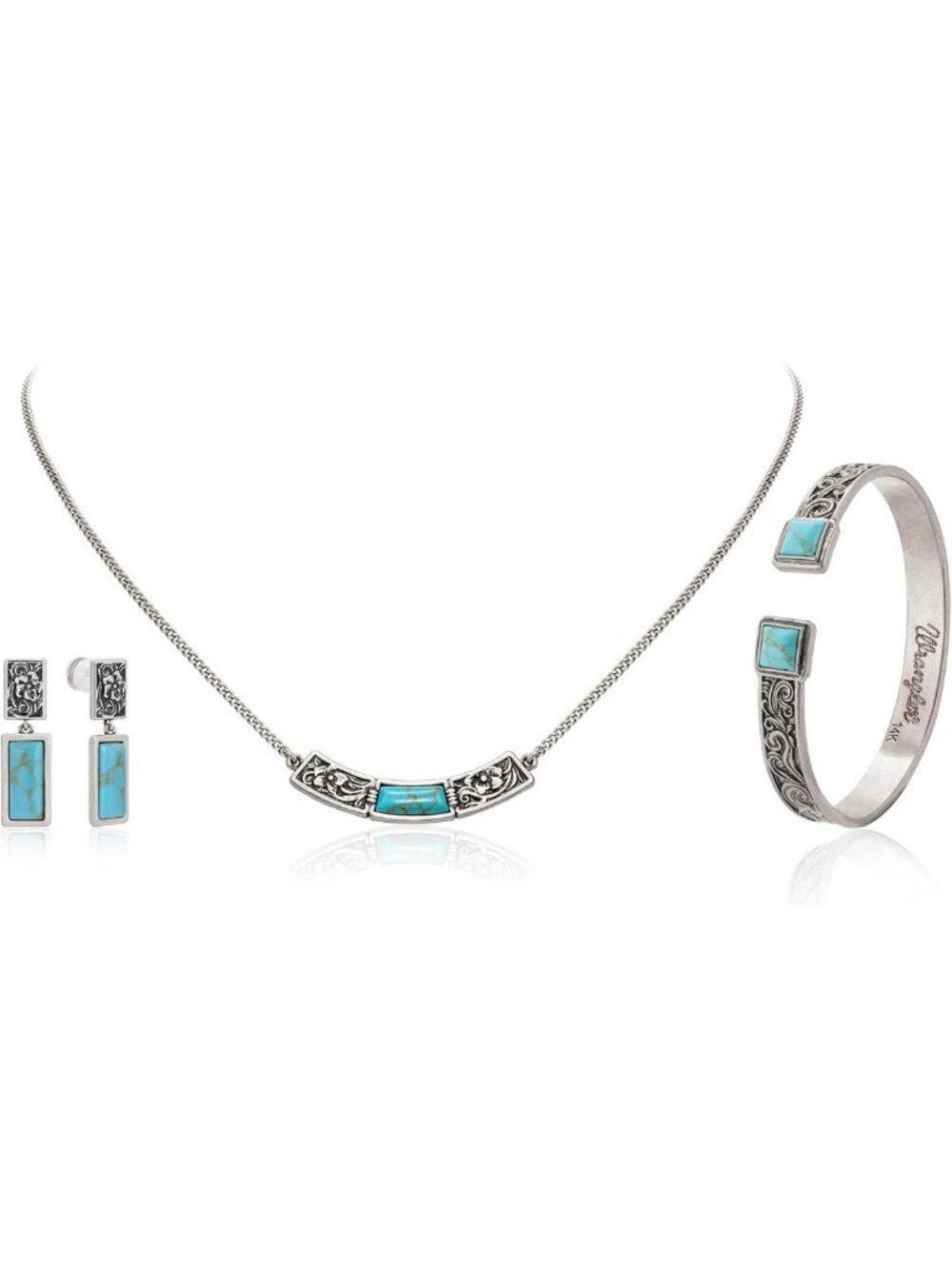 Turquoise Floral Cuff Bracelet - Carved Western Jewelry for Women, Boho Chic